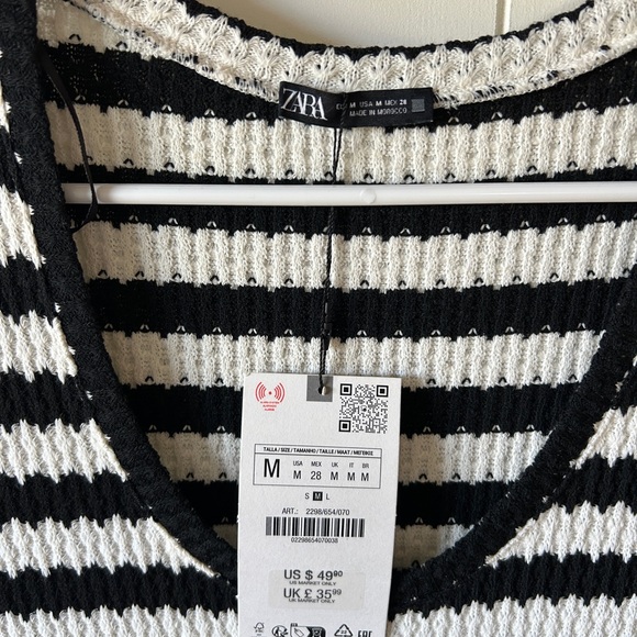 Zara Monochrome Striped Long Sleeve Dress - Picture 5 of 5